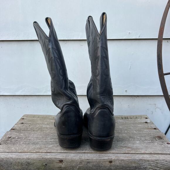 Vintage Dan Post Gray Almond Toe Cowboy Western Boots Size 9D - Picture 5 of 8